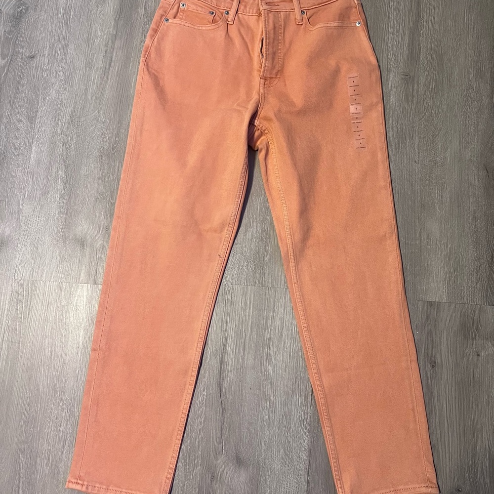 Free Assembly High-Waisted Orange Straight Leg Jeans Size 6